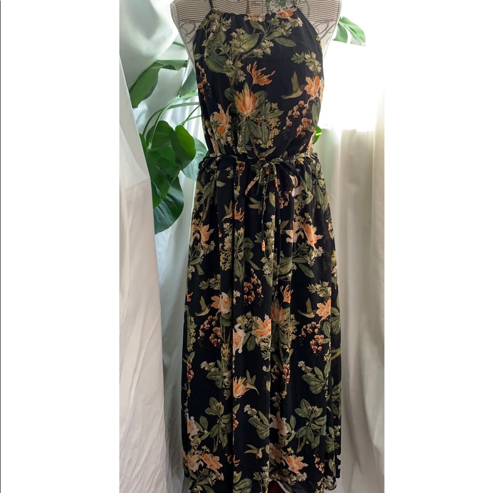H&M Black Floral Dress Size=8